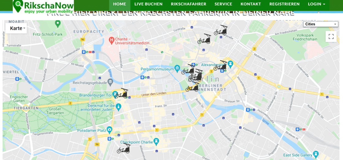 Zu sehen sind verfügbare Rikscha in Berlin