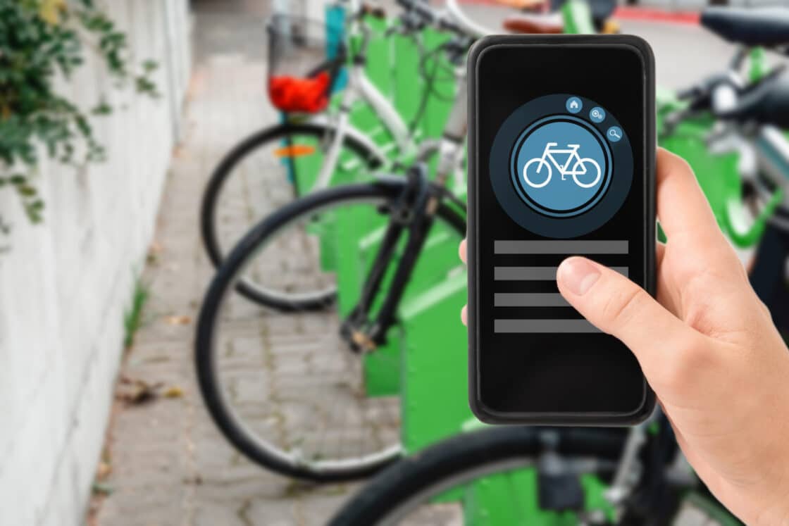 Fahrrad-App zum Entsperren von City E-Bikes