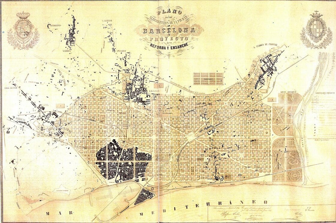 Der Cerdà-Plan der 1850er Jahre verschaffte Barcelona den bis heute gültigen Stadtgrundriss [Bildquelle: Stadtmuseum Barcelona]
